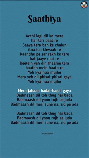 Shreya Ghoshal - Saathiya song Lyrics 💘 | Heart Touching Love Song 2026 | Lofi Lyrics