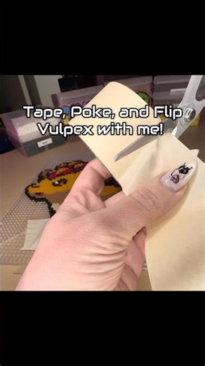 Vulpex Perler Bead🔥 Taping, Poking & Flipping Fuse Beads #shorts #asmr #pokemon