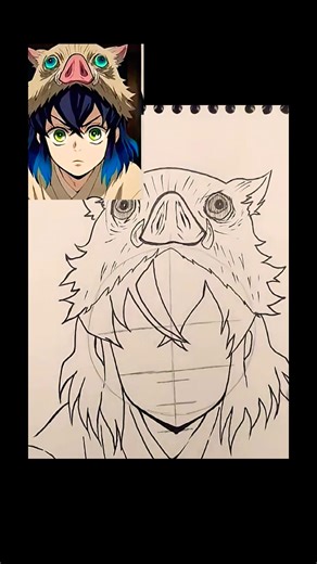 Drawing for Inosuke step by step #viralshorts #easy drawing for inosuke