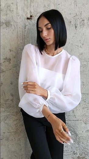 Silk blouse,off-white organza 100% silk blouse with puff sleeves,wedding, bridal blouse,sheer blouse