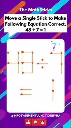 Math-Stick Challenge 62 | Matchstick Puzzle | Basic Math Puzzles With Answers | #shorts #viralshorts