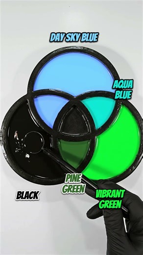 Black + Vibrant Green + Day Sky Blue - Light vs Shadow