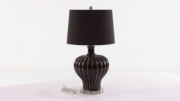 Deco 79 Modern Fluted Table Lamp, 16" W x 28" H, Black, Bronze