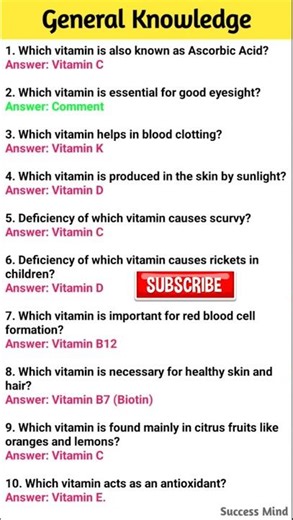 Vitamin Gk questions and answers #generalknowledge #gkshorts #english #gkquestions