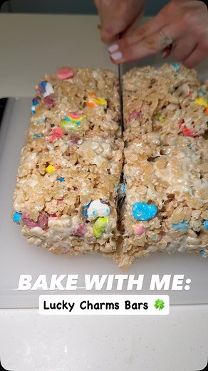 Rachel Brotman on Instagram: "This is not your average Lucky Charms Bars recipe! It uses both Rice Krispies and Lucky Charms cereal so that the flavor is heavy on the Lucky Charms front, but the texture is still light and crackly. Ingredients: - 3 tbsp unsalted butter - 1 bag mini marshmallows - 1 tsp vanilla extract - 5 cups Rice Krispies - 1 cup Lucky Charms - 1/2 cup extra Lucky Charms Marshmallows - sprinkle of flaky salt Directions: 1. In a large bowl, measure the cereal, and set aside 2. G