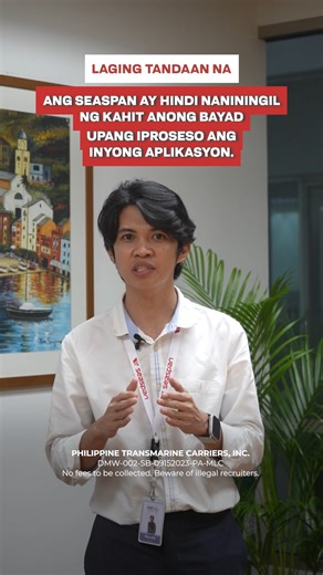 Seaspan Philippines reminds all applicants to remain vigilant against illegal recruiters and scammers. We do not collect any fees for job applications, training, or deployment, and any request for payment should be reported to us immediately. To protect your safety and personal data, please apply only through our office at First Maritime Place, Makati, or through our official online channels: 1) Email your resume to seaspanrecruitment@ptc.com.ph 2) Fill out our form: https://bit.ly/SEASPAN_FORM_