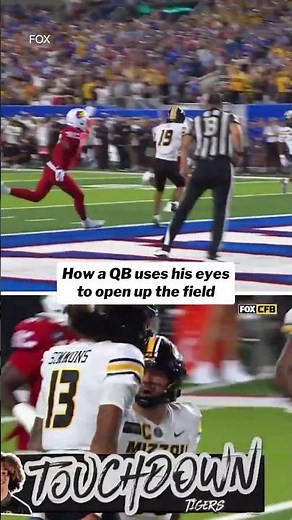 Luring the safety away with his eyes before rifling one down the seam #collegefootball