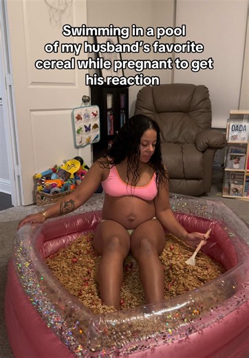 I mean what could be better? #prank #pregnant #husband #cereal | pregnant