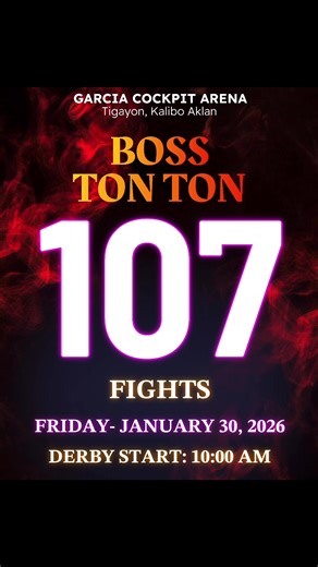See you all tomorrow‼️ Friday-January 30, 2026 107 Fights Derby Start: 10 AM @highlight | Garcia Cockpit Arena