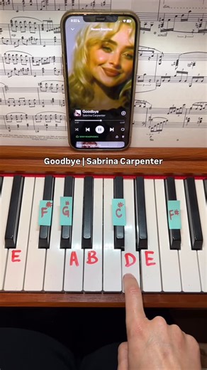 Easy Beginner Piano Lessons! on Instagram: "How to Play: Goodbye by Sabrina Carpenter (Easy) #fyp #fypシ #fypage #easy #beginner #tutorial #pianolessons #learnpiano #fyppppppppppppppppppppppp"
