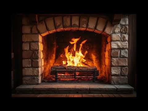 Quiet Winter Night – Roaring Fireplace & Soft Wind