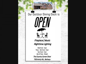 Country Corner Diner-Breakfast & Lunch Specials and Dining Patio Open!