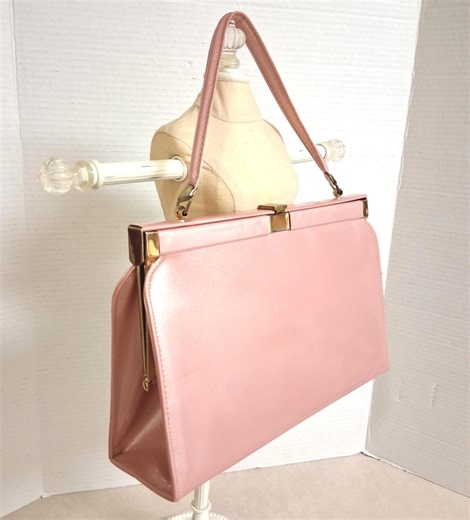 1950s Structured Pink Patent Leather Purse Handbag Top Handle Footed Bottom - Etsy