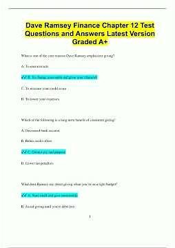 Dave Ramsey Finance Chapter 12 Test Questions and Answers Latest Version Graded A371