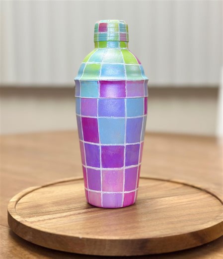 Multi-colored Disco Cocktail Shaker | Iridescent, Hand-painted, Stainless Steel - Etsy