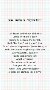 Cruel summer by Taylor Swift 🍡🍥 #singalong #songlyrics #song #taylorswift #cruelsummer