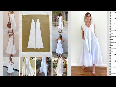 White cotton summer dress ❗️NO NEED PATTERN ❗️ Easy SEWING 🧵