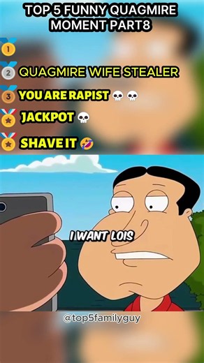 TOP 5 FUNNY QUAGMIRE MOMENT PART8 #shorts #short #familyguy #funny
