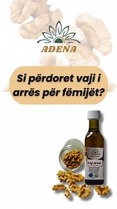 ❓ Si përdoret vaji i arrës për fëmijët? ✅ Për fëmijët 1-3 vjeç: shtoni 3-5 pika 2 herë në ditë ✅ 3-6 vjeç: shtoni 5-10 pika 2 herë në ditē ✅ 6-10 vjeç: shtoni 2.5 ml 2 herë në ditë ✅ mbi 10 vjeç: shtoni 1 lugë çaji 2 herë në ditë 👉 Disa përdorime të vajit të arrës për fëmijët: ✅Shtoni vaj arre në ushqimin për fëmijë, në pure, fruta, perime ose drithëra. ✅Në supa të ngrohta ( jo të nxehta) ✅Shtoni vaj arre në smoothie ose lëng frutash ✅Hidhni vaj arre në bukë, bukë të thekur ose bukë me drithëra