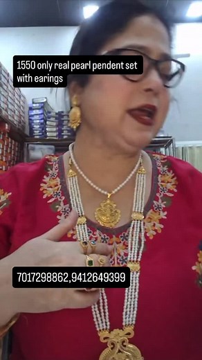 147K views · 1.2K reactions | 1550 only real pearl pendant set with earings booking no 9412649399,7017298862 | Preet Collection | Facebook