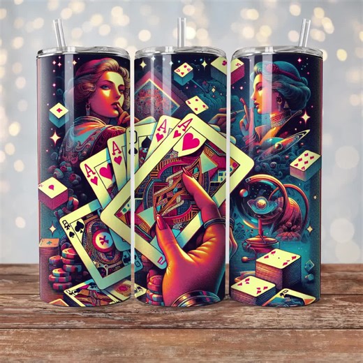 50  Playing Cards Tumbler Wrap Designs, Playing Card PNG Design, 3D Playing Cards Sublimation Designs, 20 Oz Skinny Tumbler Wrap - Etsy