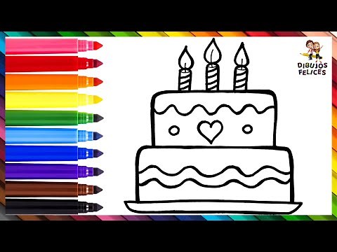 Dibuja y Colorea Un Pastel De Cumpleaños Arcoiris 🎂🎉🌈 Dibujos Para Niños