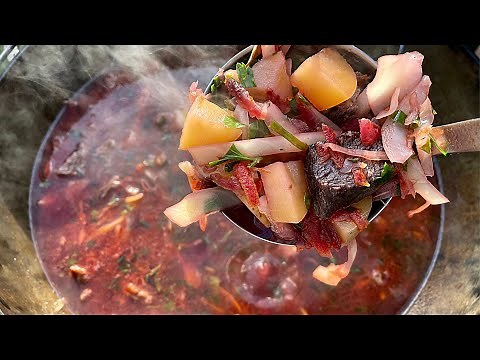 Borscht recipe from my mother's old cookbook (Prepared in a kazan)