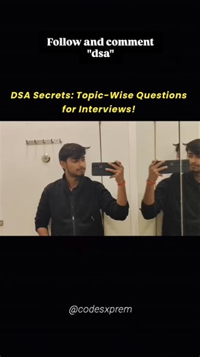 codexprem on Instagram: "First follow and comment "DSA" to get the pdf 🔥😱 DSA Secrets Revealed | Topic-Wise Questions Asked in Real Coding Interviews” Most students waste months solving random DSA problems. This reel shows topic-wise DSA questions that are actually asked in real interviews. If you are a college student, fresher, or beginner, this roadmap will save your time. Follow this list, practice daily, and your interview confidence will grow fast. 👉 Stop guessing what to study 👉 Start 