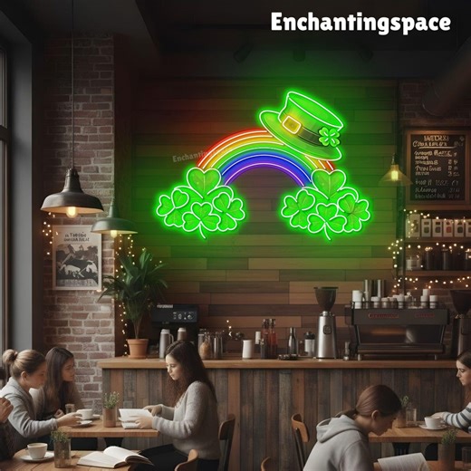 Lucky Rainbow Neon Sign, Festive LED Wall Decor for St Patrick’s Day Party, Bar and Restaurant Accent - Etsy