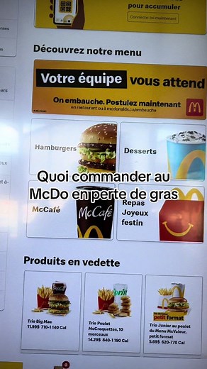 Conseils pour commander au McDo en respectant ton déficit calorique