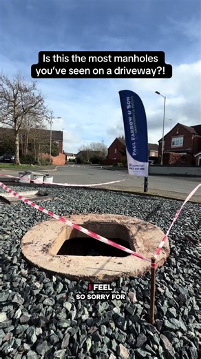 Unique Driveway Design with Numerous Manholes