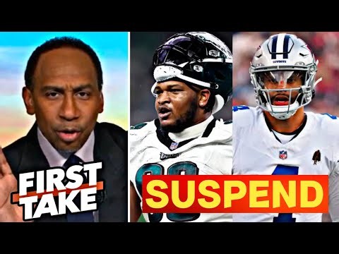 FIRST TAKE | "Suspend Jalen Carter 2 games" - Stephen A. says Carter dumb for taking Dak's bait