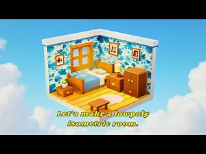 Building a simple Lowpoly Isometric Room (Time-Lapse) #blender #lowpoly