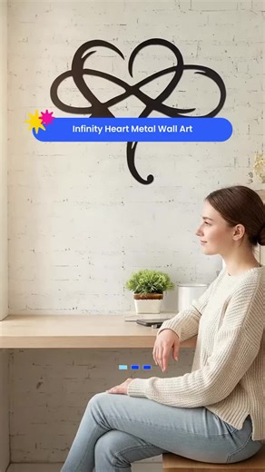 Infinity Heart Metal Wall Art Durable black metal wall art with a minimalist design of an infinity symbol and heart. Ideal for living rooms, bedrooms or modern spaces, creating a soft, romantic vibe. A great gift for couples or Valentine's Day.