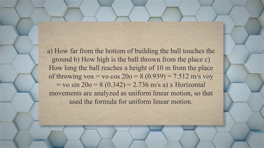 Parabolic motion Work and kinetic energy Linear momentum Linear and angular motion Problems and Solutions