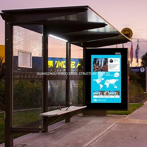 [Hot Item] Outdoor Bus Stop Shelter with Advertising Digital Signage