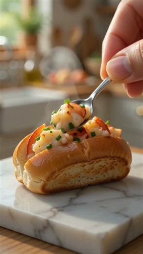 🦞 Mini Lobster Roll Recipe #asmr #cookingshorts #foodasmr