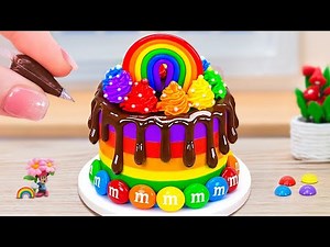 Making Rainbow Chocolate Cake with M&M Candy 🍮 Colorful & Satisfying Chocolate Cake Recipe