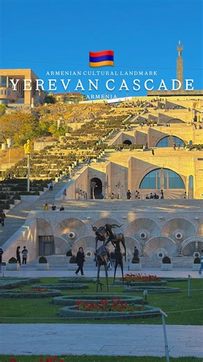 Aldi Rahmat Mulia on Instagram: "Stairway to Ararat, Yerevan Cascade🇦🇲Guide👇🏻 This is: 📍The Cascade Complex (Armenian: Կասկադ Erevan Kaskad)🏛️ One of Yerevan Top tourist destinations, a stunning and perfect blend of Soviet scale and modern architectural elegance, consist of 572 steps, multi-level terraces, gardens, fountains, sculptures and Cafesjian Center for the Arts Gallery inside🖼️🎭🗿⛲️🎨🫂 Climb up the stairs or use escalators inside the art gallery to the top terraces to see panor