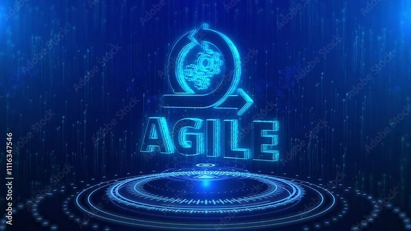 Agile Text Cyberspace Future Digital Technology Hologram Loop Concept. Digital software development methodology. big data concept. Agile Software Development Business, Business,, Internet and network