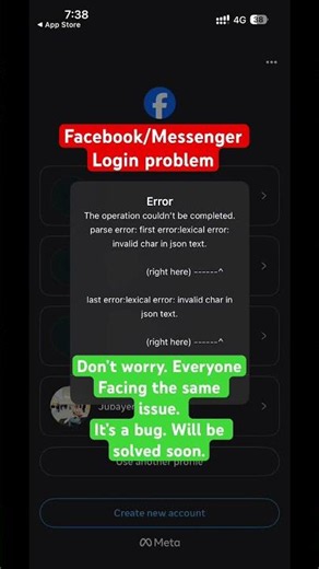 Facebook Login ERROR. The operation could not completed. #update