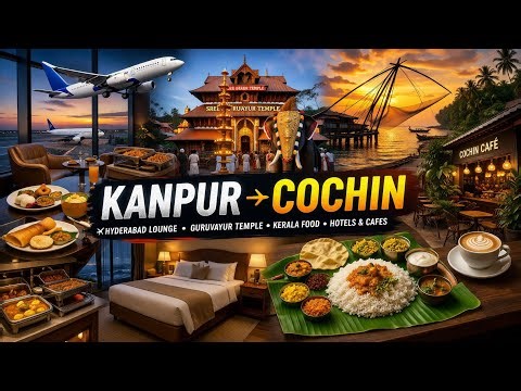 Kanpur to Cochin Travel Vlog ✈️ Hyderabad Lounge, Guruvayur Temple & Food Tour 🔥