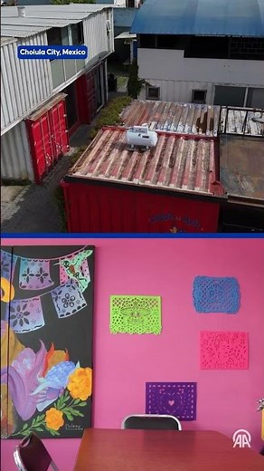 Footage shows city built from recycled shipping containers in Mexico’s Cholula