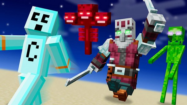 Battling against unique and powerful custom bosses in the Minecraft world
