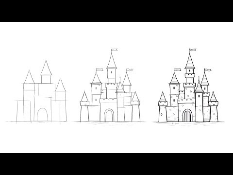 How to draw a fairy tale castle step by step