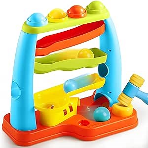 Ball Drop Toy, Track Stacking Learning Pound a Ball with Hammer, Early Developmental Montessori Toy, Birthday Gift for Boys & Girls Age 18M+ 2 3 Year Old Kids
