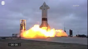 LIFTOFF: SpaceX launched its latest Starship prototype Wednesday, sending the methane-fueled rocket up to an altitude of about six miles. The craft then flipped over on its side in a now-familiar "belly-flop" maneuver and plunged back to Earth. https://www.cbsnews.com/news/spacex-successfully-launches-and-lands-starship-prototype-milestone-test-flight-2021-05-05/ | CBS News