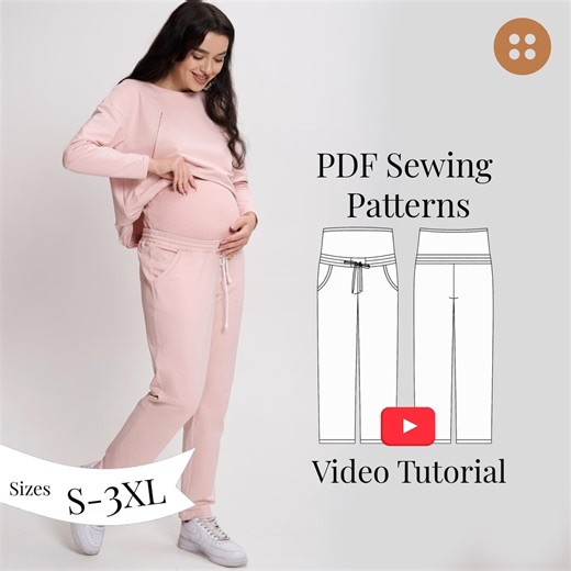 Maternity Pants Sewing Pattern Sizes S-3XL (PDF Pattern   Video Tutorial) - Etsy