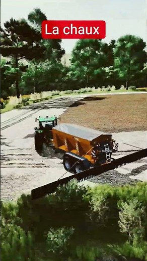 epandage de chaux avec le 6R et l'épandeur panien #farming #fs25
