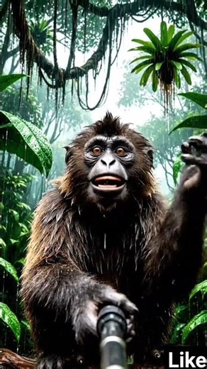 Monkey dancing in rain#viral#trending#monkey#rain#shorts